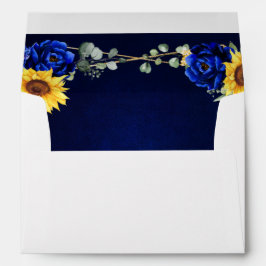 Royal Blue Rustic Sunflower Geometric Wedding Env