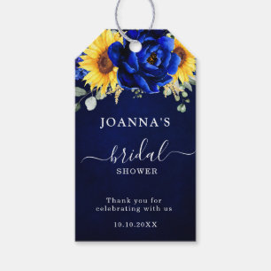 Royal Blue Rustic Sunflower Modern Brautparty G Geschenkanhänger