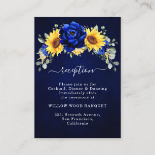 Royal Blue Rustic Sunflower Wedding Reception Encl Begleitkarte