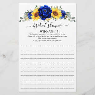 Royal Blue Rustic Sunflower Who I Game