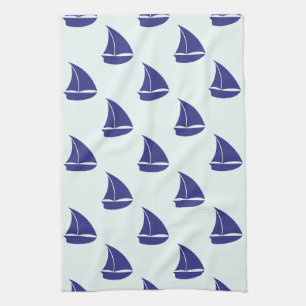Royal Blue Sailboat Patches Handtuch