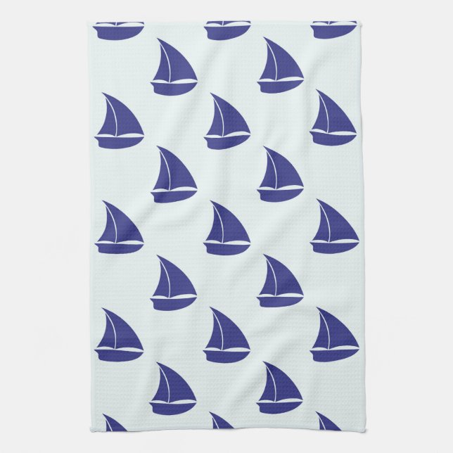 Royal Blue Sailboat Patches Handtuch (Vertikal)