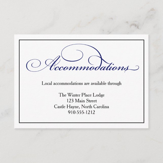 Royal Blue Script Hochzeitskarte Begleitkarte (Vorderseite)