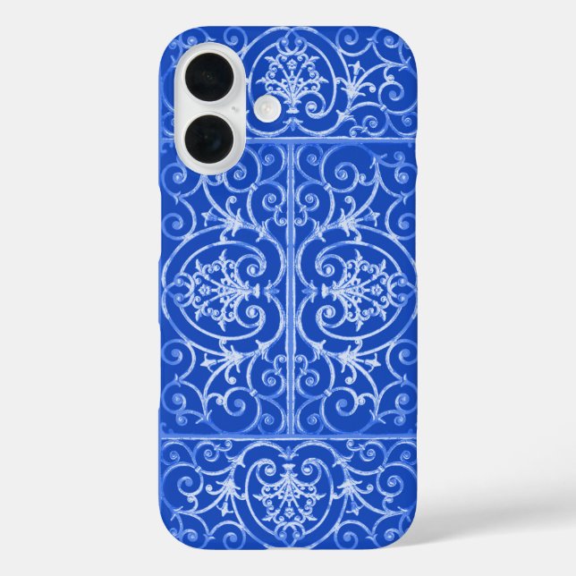 Royal Blue scrollwork-Muster Case-Mate iPhone Hülle (Rückseite)