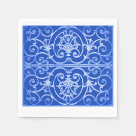 Royal Blue scrollwork-Muster Serviette