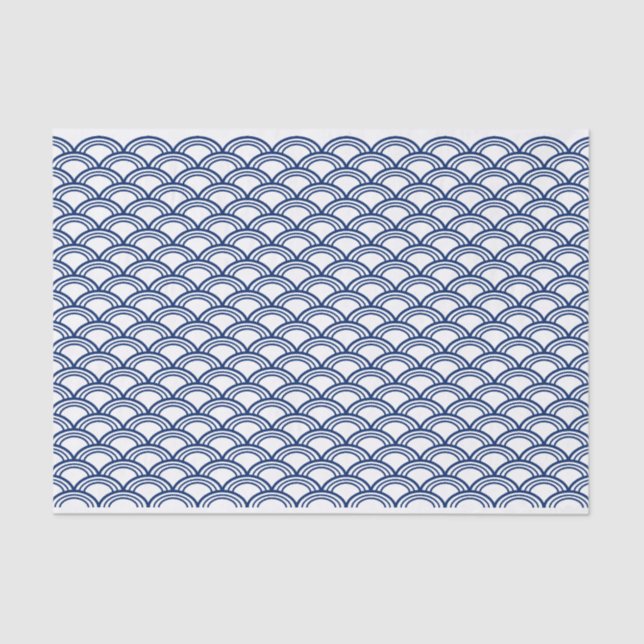 Royal Blue Seigaiha Pattern Seidenpapier (Vorderseite)