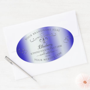 Royal Blue Shimmery Product Labels Silver Verziert Ovaler Aufkleber