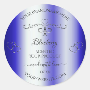 Royal Blue Shimmery Product Labels Silver Verziert Runder Aufkleber