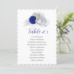 Royal Blue silber Blume Sitzkarte Einladung