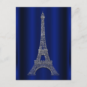 Royal Blue Silberner Eiffelturm Paris Termin vorme Ankündigungspostkarte
