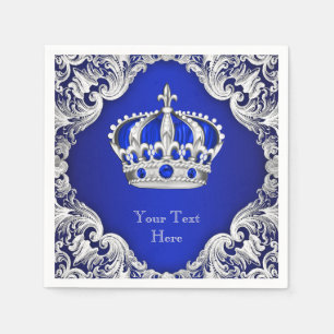 Royal Blue Silver Crown Serviette