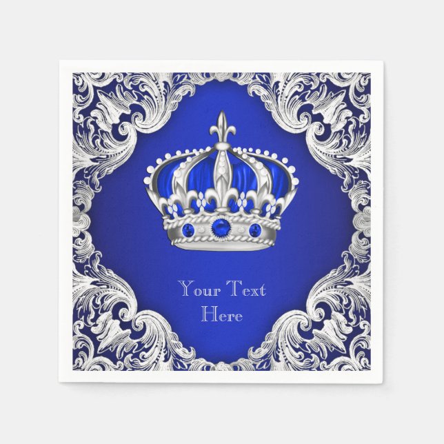 Royal Blue Silver Crown Serviette (Vorderseite)