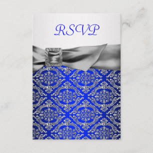 Royal Blue Silver Damask Silver 25-jähriges Besteh RSVP Karte