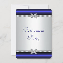 Royal Blue Silver Diamond Womans Retirement Party Einladung