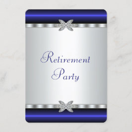 Royal Blue Silver Diamond Womans Retirement Party Einladung