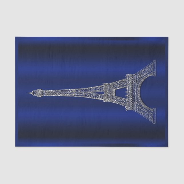 Royal Blue Silver Eiffel Tower Paris Glam Wedding Seidenpapier (Vorderseite)