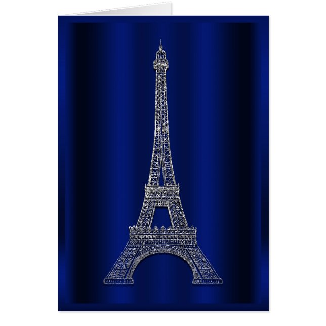 Royal Blue & Silver Eiffel Tower Paris Vielen Dank (Vorne)