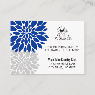 Royal Blue Silver Floral Burst Empfang Cards Begleitkarte