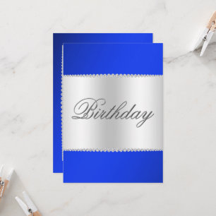 Royal Blue, Silver & Gemis Geburtstag Einladung