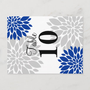 Royal Blue Silver-Gray Floral Burst Tischnummer