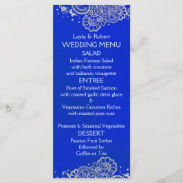 Royal Blue Silver Indian Wedding Menu Card Menükarte