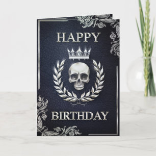 Royal Blue & Silver King of the Dead Birthday Card Karte