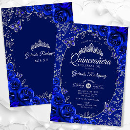 Royal Blue Silver Quinceanera Einladung