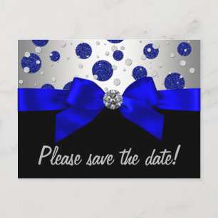 Royal Blue Silver Save the Date Ankündigungspostkarte