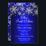 Royal Blue Silver Snowflake Sweet 16 Einladung<br><div class="desc">Royal Blue Sweet 16 Geburtstag Einladung. Hübsches Silber-Kristall-Schneeflocke-Design. Bitte beachten Sie: Alle flachen Bilder,  Sie haben keine echten Juwelen!</div>