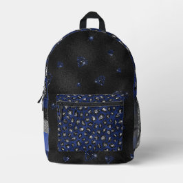 ROYAL BLUE & SILVER STRIPEN & TIERDRUCKEN SEHEN BEDRUCKTER RUCKSACK