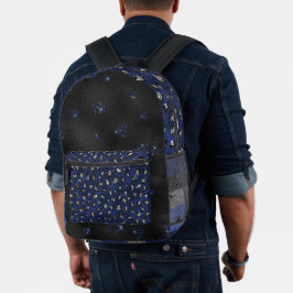 ROYAL BLUE & SILVER STRIPEN & TIERDRUCKEN SEHEN BEDRUCKTER RUCKSACK