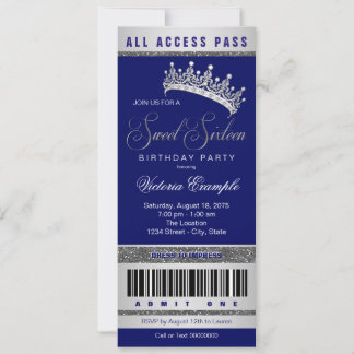 Royal Blue Silver Sweet 16 Einladung