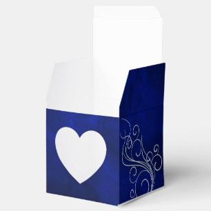 Royal Blue Silver Swirl Herz Favor Box Geschenkschachtel