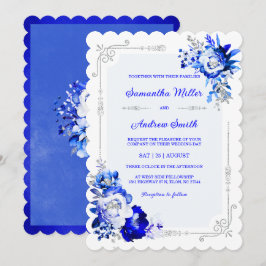 Royal Blue Silver und White Wedors Einladung
