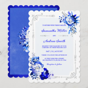 Royal Blue Silver und White Wedors Einladung