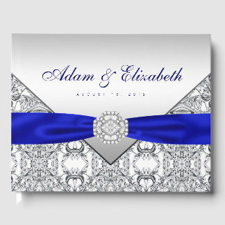 Royal Blue Silver Wedding Guest Book Gästebuch