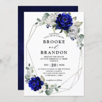 Royal Blue Silver White Ivory Geometric Wedding