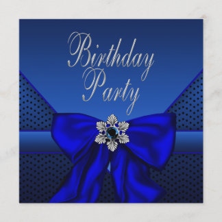 Royal Blue Silver Womans Geburtstagsparty Einladung