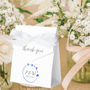 Royal Blue Simple Heart Wreath Monogram Wedding Geschenkschachtel