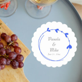 Royal Blue Simple Heart Wreath Wedding Untersetzer