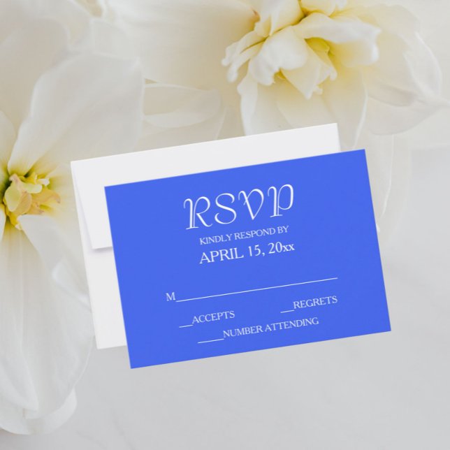 Royal Blue Simple Style Wedding RSVP Karte (In Situ Wedding)
