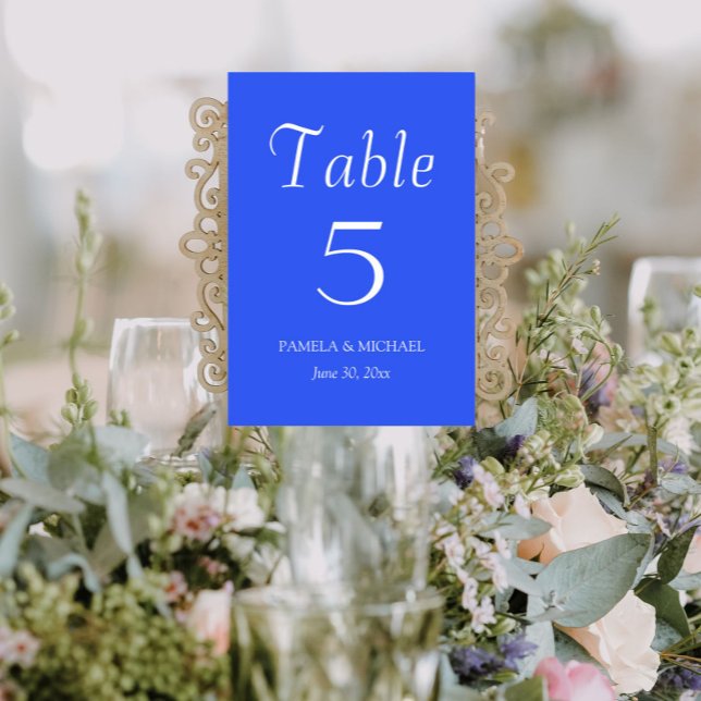 Royal Blue Simple Style Wedding Tischnummer (In Situ Wedding)
