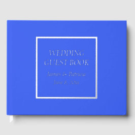 Royal Blue Simple Stylized Letters Wedding Gästebuch