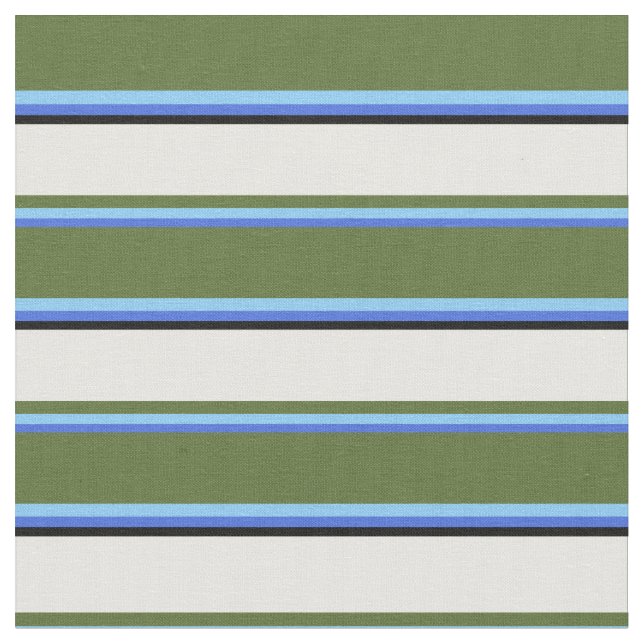 Royal Blue, Sky Blue, Olive Green, White & Black Stoff (Nahaufnahme)