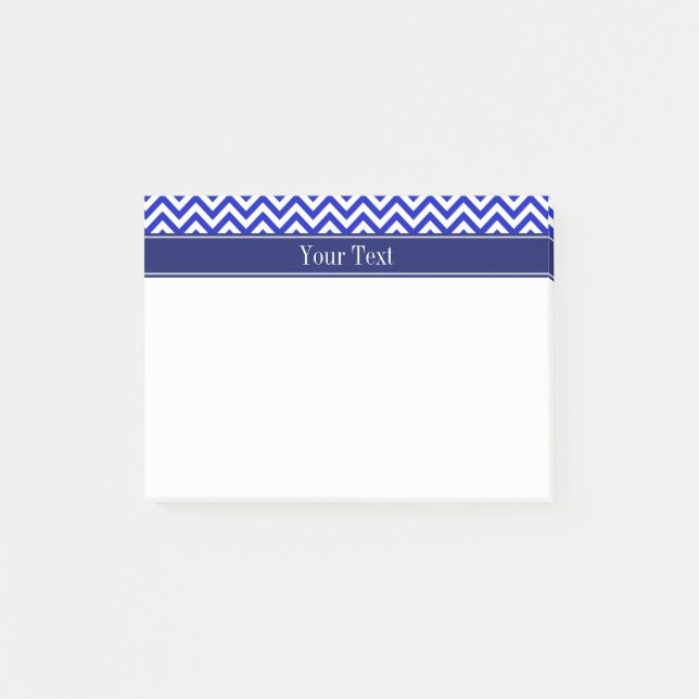 Royal Blue SLg Zickzack Navy Name Monogram Post-it Klebezettel (Vorderseite)