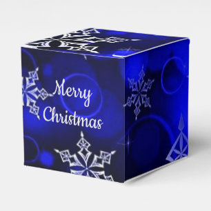 Royal Blue Snowflake Motif Cube Geschenkschachtel