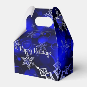 Royal Blue Snowflake Motif Gabel Geschenkschachtel