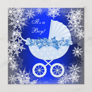 Royal Blue Snowflake Winter Wonderland Baby Dusche Einladung