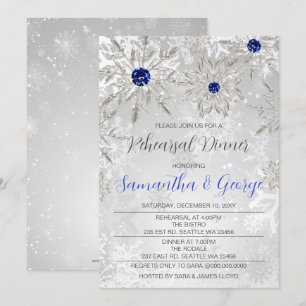 Royal Blue Snowflakes Winterabend Probe Einladung