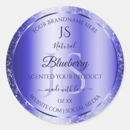 Royal Blue Soft Glitzer Product Labels Monogram Runder Aufkleber